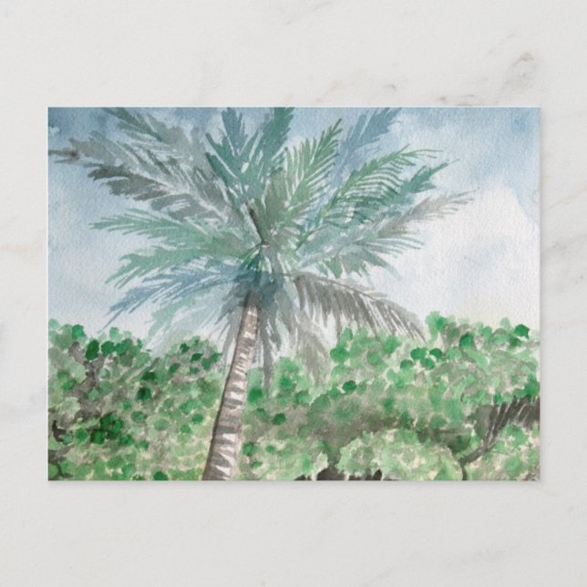 Postal palm tree beach art (Anverso)