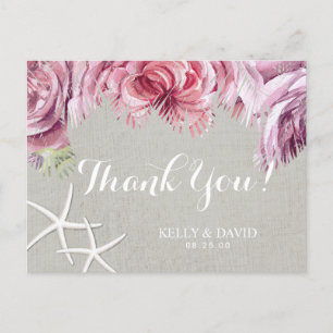 Postal Palm Tree Beach Starfish Tropical Floral