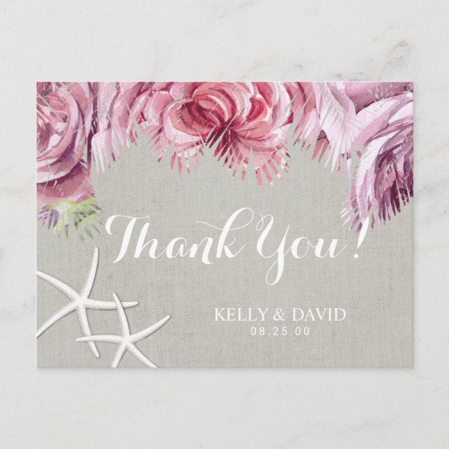 Postal Palm Tree Beach Starfish Tropical Floral (Anverso)