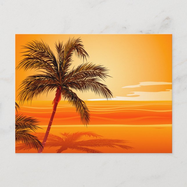 Postal Palm Tree Beach Sunset (Anverso)