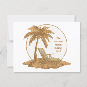 Postal Palm Tree Purpurina dorado con texto Personalizado