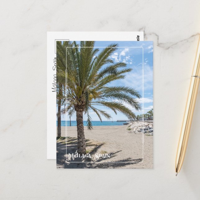Postal Palm Tree tropical en la playa de Málaga (Anverso/Reverso In Situ)