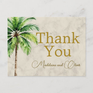 Postal Palm Tree Watercolor Boda tropical Gracias
