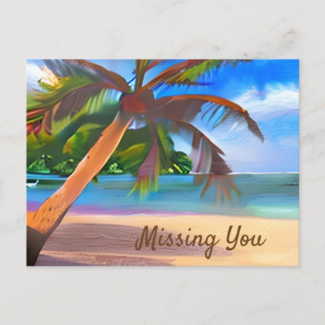 Postal Palm Tree y Ocean Art | Diciendo (Anverso)