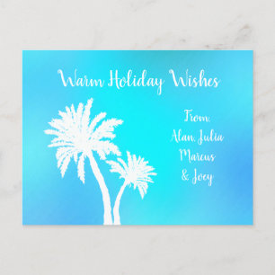 Postal Palm Trees Brillantes Aqua Navidades Cálidos