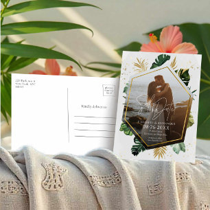Postal Palm Trees Tropicales Foto Gilded Save La Fecha