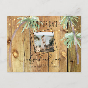 Postal Palm y Pareja de Madera Tropical Guardar Nuestra F