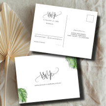 Palma acuarela tropical hojas matrimonio RSVP