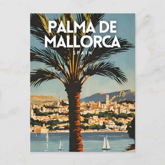 Postal Palma De Mallorca Nostálgico España Viaje Retro (Anverso)