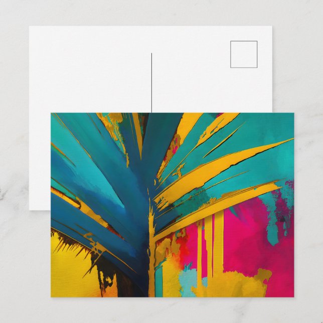Postal Palma Dorada – Energía Tropical Abstracta (Anverso / Reverso)