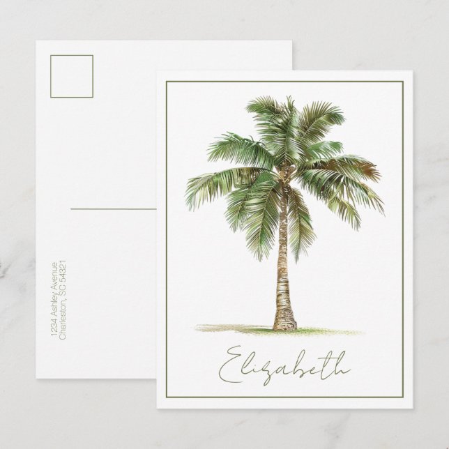Postal Palmera Costera Personalizada (Anverso / Reverso)