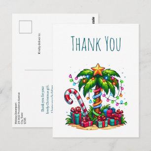 Postal Palmera tropical de Navidad Gracias           