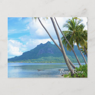Postal Palmera y montaña en Bora Bora
