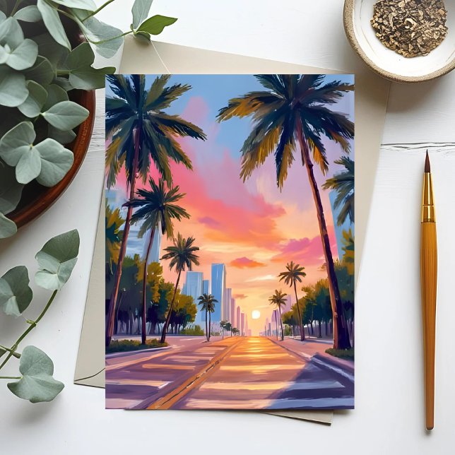 Postal Palmeras de la puesta de sol de Miami (Subido por el creador)