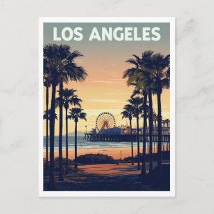 Postal Palmeras de Los Ángeles y muelle de Santa Mónica