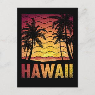 Postal Palmeras Hawaii Tropical Sunset Beach Retro Hawaii
