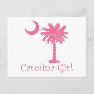 Postal Palmetto rosado del chica de Carolina