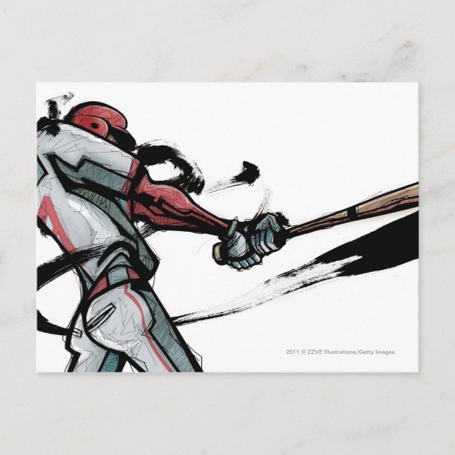 Postal Palo de balanceo del jugador de béisbol, vista (Anverso)