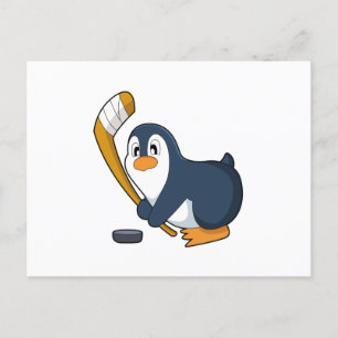 Postal Palo de hockey sobre hielo Pingüino