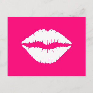 Postal Palo de labios rosado y blanco caliente