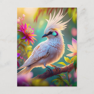 Postal Paloma de Fantasía con Pluma Crestada Juvenil