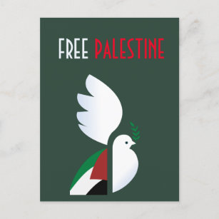 Postal paloma de la paz con la bandera palestina