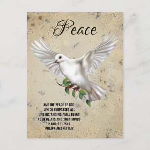 Postal Paloma de la Paz Verso de las Escrituras Personali