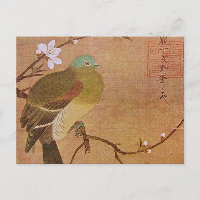 Postal Paloma en una rama de yegua (Anverso)