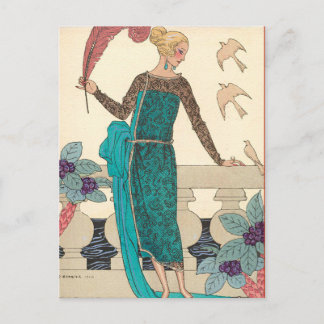 Postal Palomas familiares de George Barbier