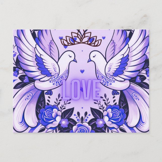 Postal Palomas reales de amor (Anverso)