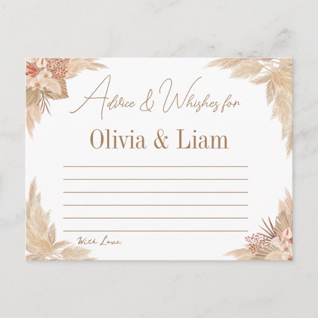 Postal Pampas Grass Advances & Wishes Bridal Shower Card (Anverso)