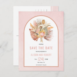 Postal Pampas hierba, hojas de palma suave rosa Save the