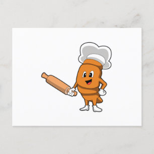 Postal Pan como cocinero con rodillo