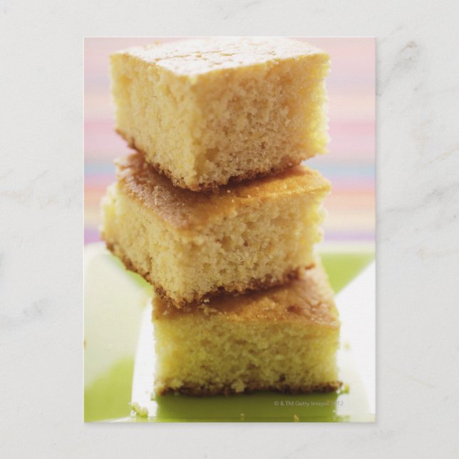 Postal Pan de maíz, cortado en cubos (en una pila) (Anverso)