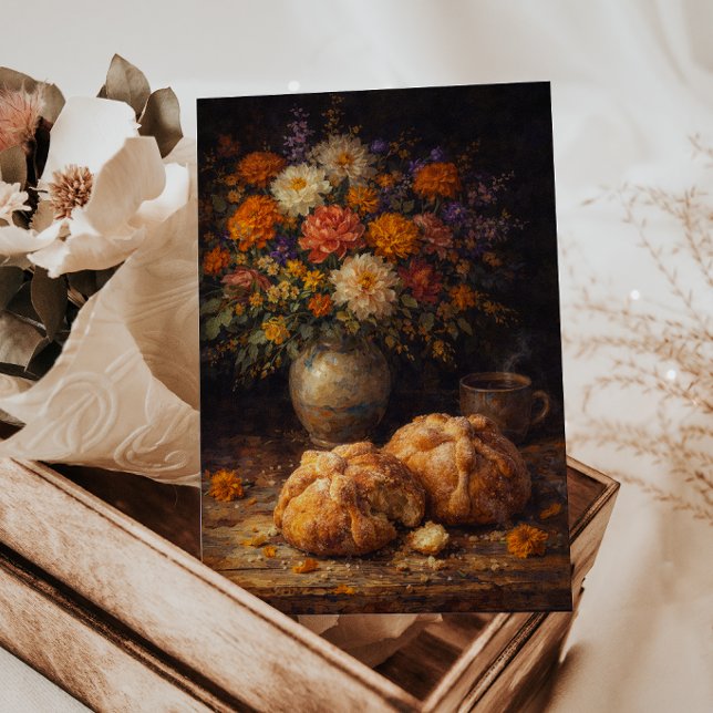 Postal Pan de Muerto Floral Still Life Art Postcard (Subido por el creador)