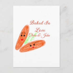 Postal pan naranja pareja emoji horneado con amor agregar