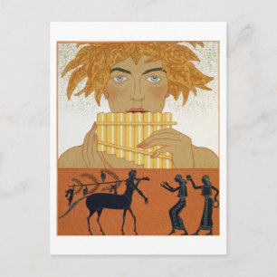 Postal Pan Piper, ilustracion de 'Les Mythes' de Paul