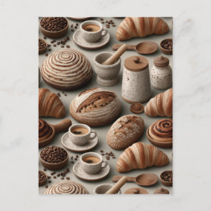 Postal Panadería Artesanal Patrón de Naturaleza Muerta co