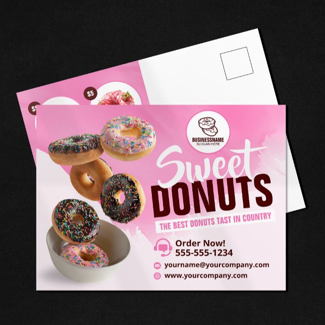 Postal Panadería de Donas Atractivas Rosadas Dulces Golos (Subido por el creador)