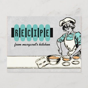 Postal Panadería de época chica pastel de tarta del chef 