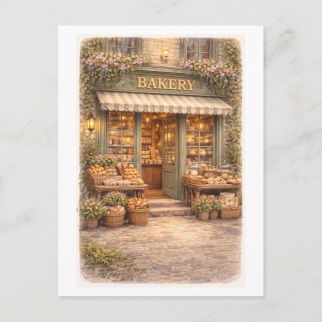 Postal Panadería de estilo vintage (Anverso)