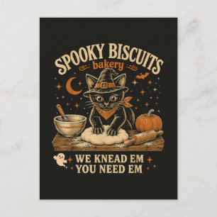 Postal Panadería de Galletas Espeluznantes Gato Negro Hal