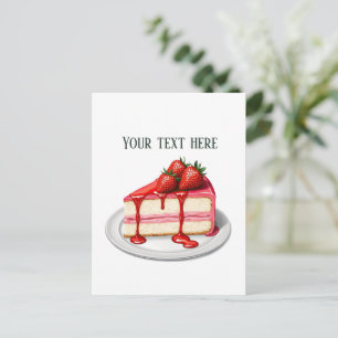 Postal Panadería de pastel de fresa linda personalizable