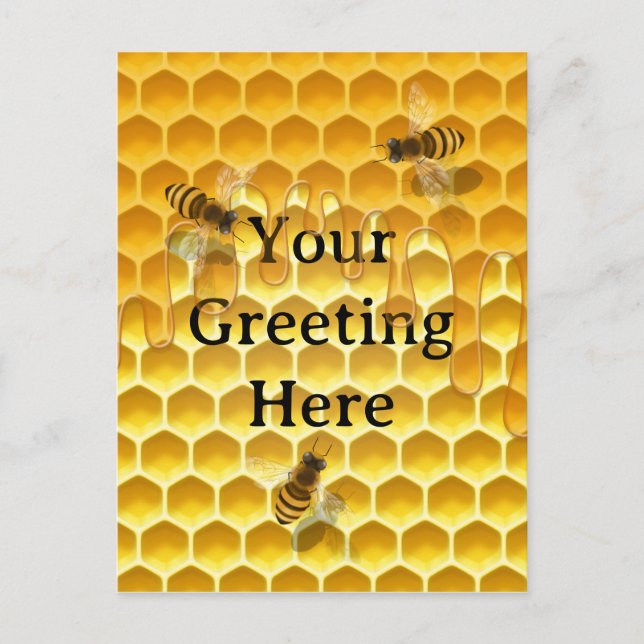 Postal Panal de Oro & Abejas Melíferas Personalizado (Anverso)