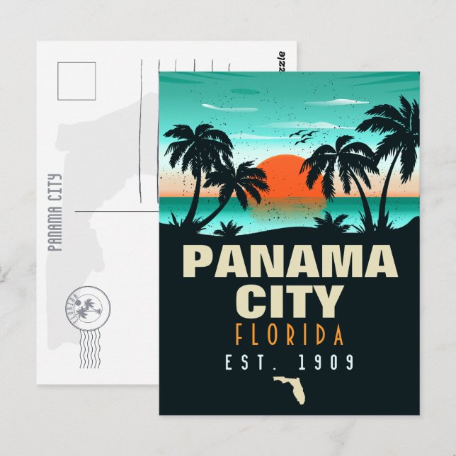Postal Panamá City Florida Souvenirs Retro Sunset de los  (Anverso / Reverso)
