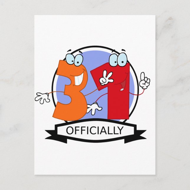 Postal Pancarta oficial de cumpleaños 31 (Anverso)