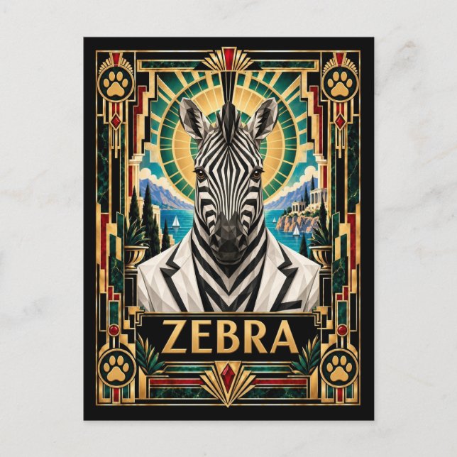 Postal Panda, Arte Deco Fauna (Anverso)