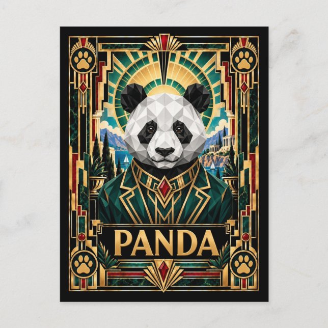 Postal Panda, Arte Deco Fauna (Anverso)