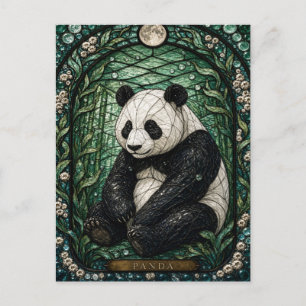 Postal Panda Bamboo Grove Illumina Vidrio Emplomado