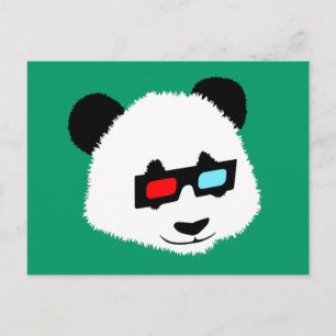 Postal Panda Bear con gafas 3D